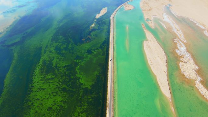 航拍青海美丽风景 东台吉乃尔湖