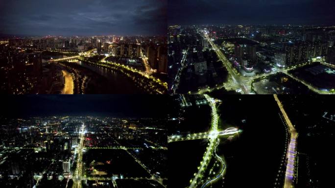 4k合集-衡阳市蒸水夜景航拍