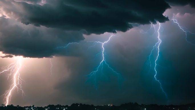 雨季雷电夜晚