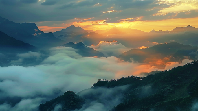 秦岭日出 秦岭 秦岭山水 航拍秦岭