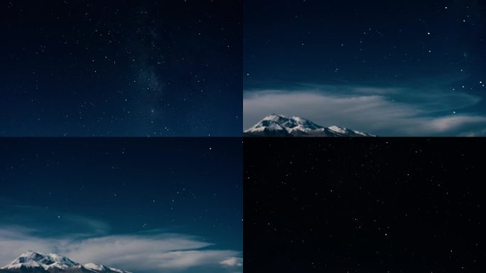 西藏阿里暗夜公园山脉云彩延時4K夜空延时