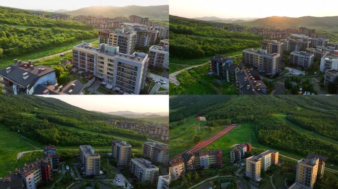 4k航拍 万科 松花湖小镇 唯美 素材1