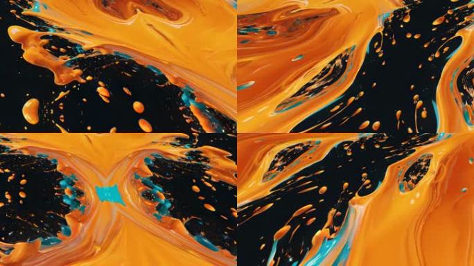 60帧抽象艺术丙烯酸颜料油漆流动创意背景