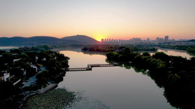 徐州城市日出日落云龙湖自然风光建筑风景