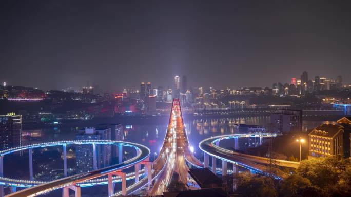 重庆菜园坝大桥大桥延时摄影