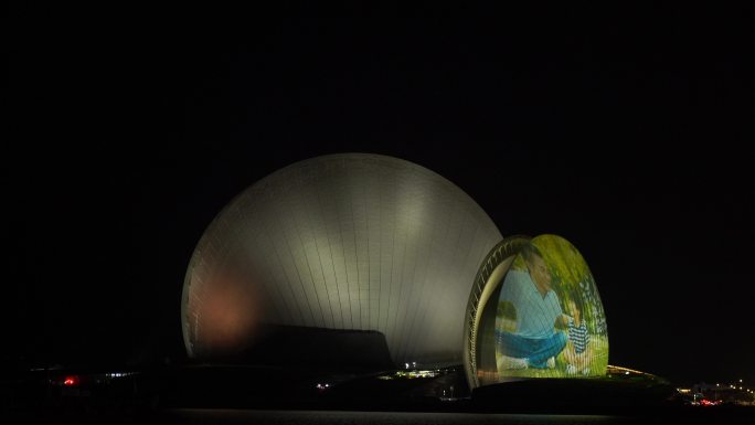 珠海日月贝夜景实拍夜晚珠海大剧院珠海地标