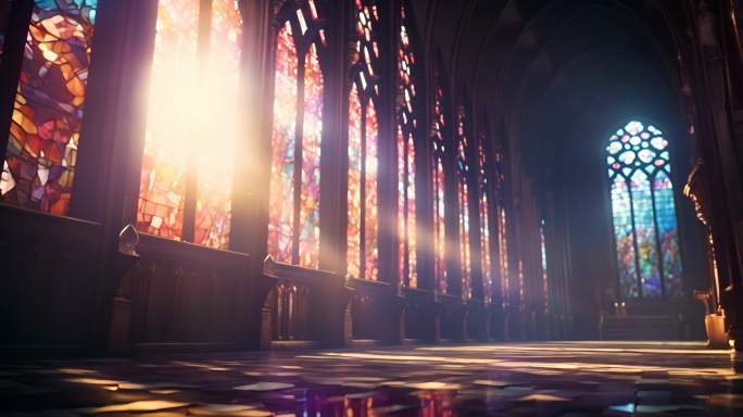 光影神圣：教堂琉璃窗下的阳光之美