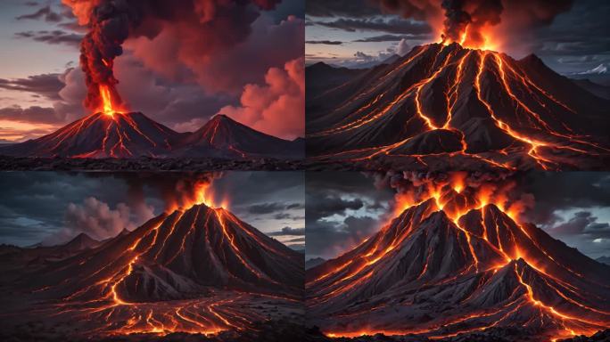 火山喷发岩浆火山岩cg写实