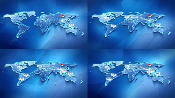 4K世界 蓝色科技地图展示