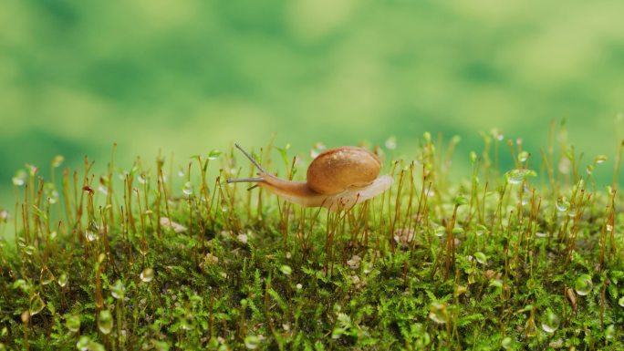 自然生命青苔蜗牛微观生态