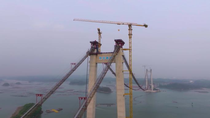平陆运河钦州龙门跨海大桥建设现场镜头