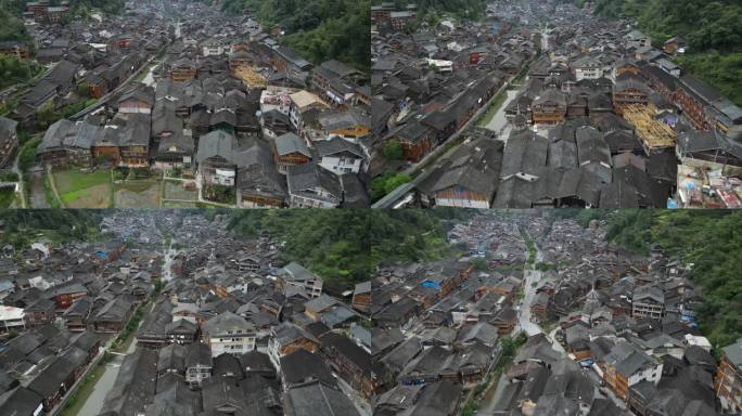 贵州侗寨建筑群航拍