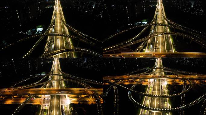 城市立交桥高架桥夜景汽车车流视频素材4