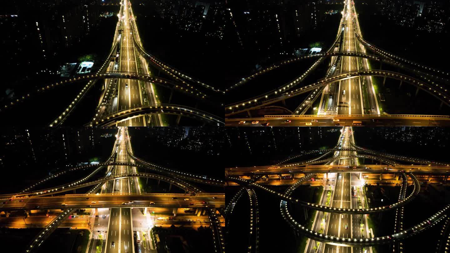 城市立交桥高架桥夜景汽车车流视频素材4