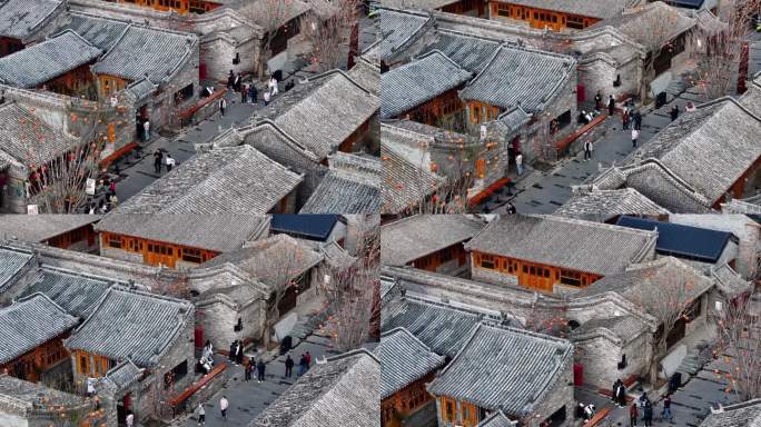 大同东南邑历史文化街区春季街景航拍