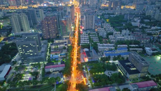 湖北武汉中国地质大学夜晚夜景航拍洪山区城