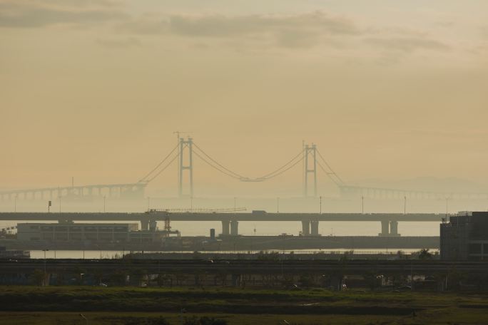 深中通道和广深沿江高速低空雾延时摄影