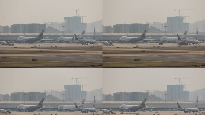 两架顺丰航空波音747延时摄影