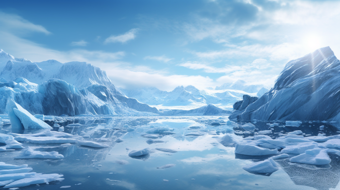 冬天雪景唯美镜头雪景意境，冰川雪景南极