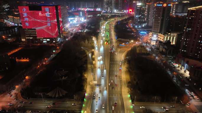 沈阳浑河桥夜景航拍