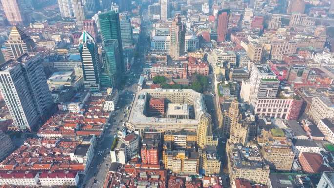 上海黄浦区河南中路航拍城市风景风光繁华车