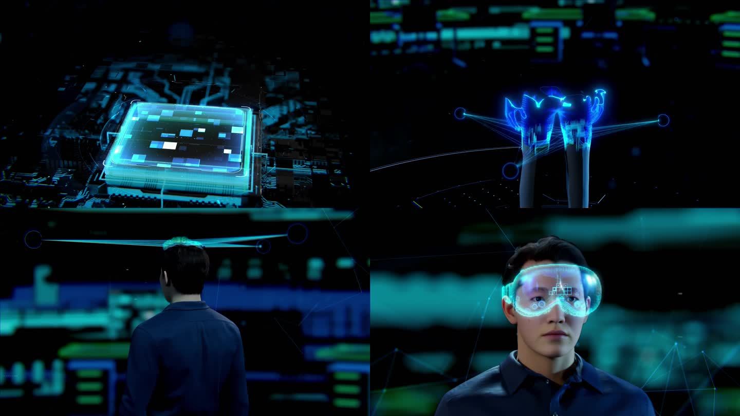 科技芯片3D打印虚拟人VR眼镜