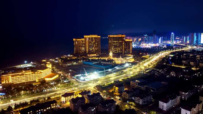 胶南夜景延时西海岸夜景