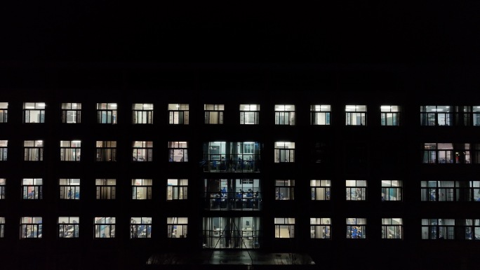 4K-学校夜景航拍