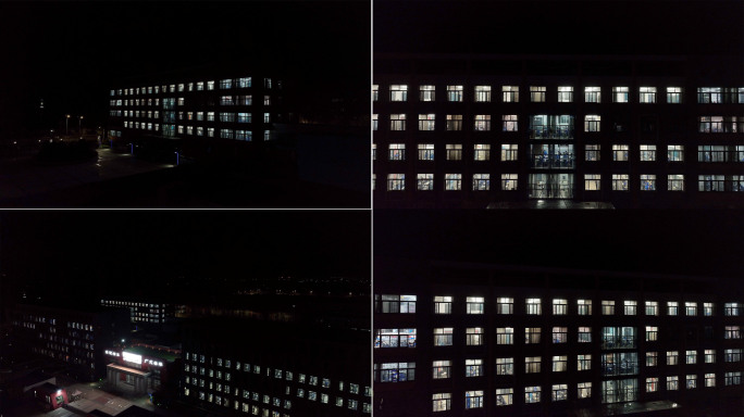 4K-学校夜景航拍