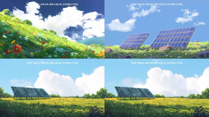 四款卡通太阳能l绿色能源背景