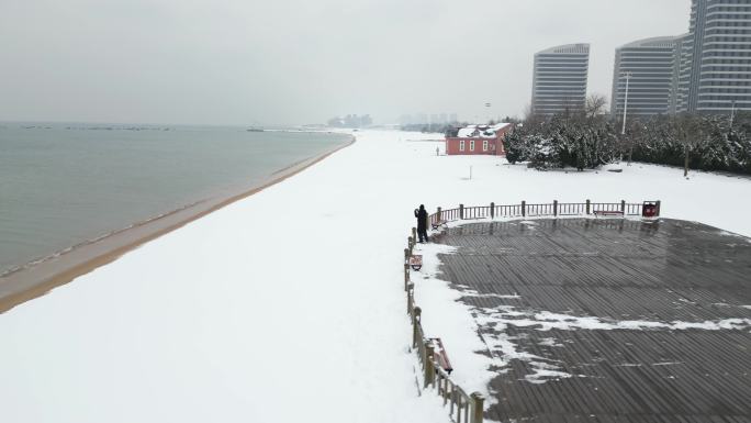 冬季海边 大雪 冬季海边美景 海边城市