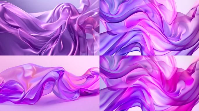 紫色丝绸流体渐变纹理科技动画广告背景