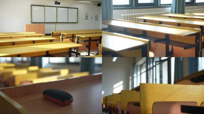 教室桌椅黑板空镜