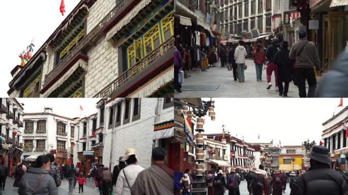西藏大昭寺藏族人文八廓街景建筑商店随拍