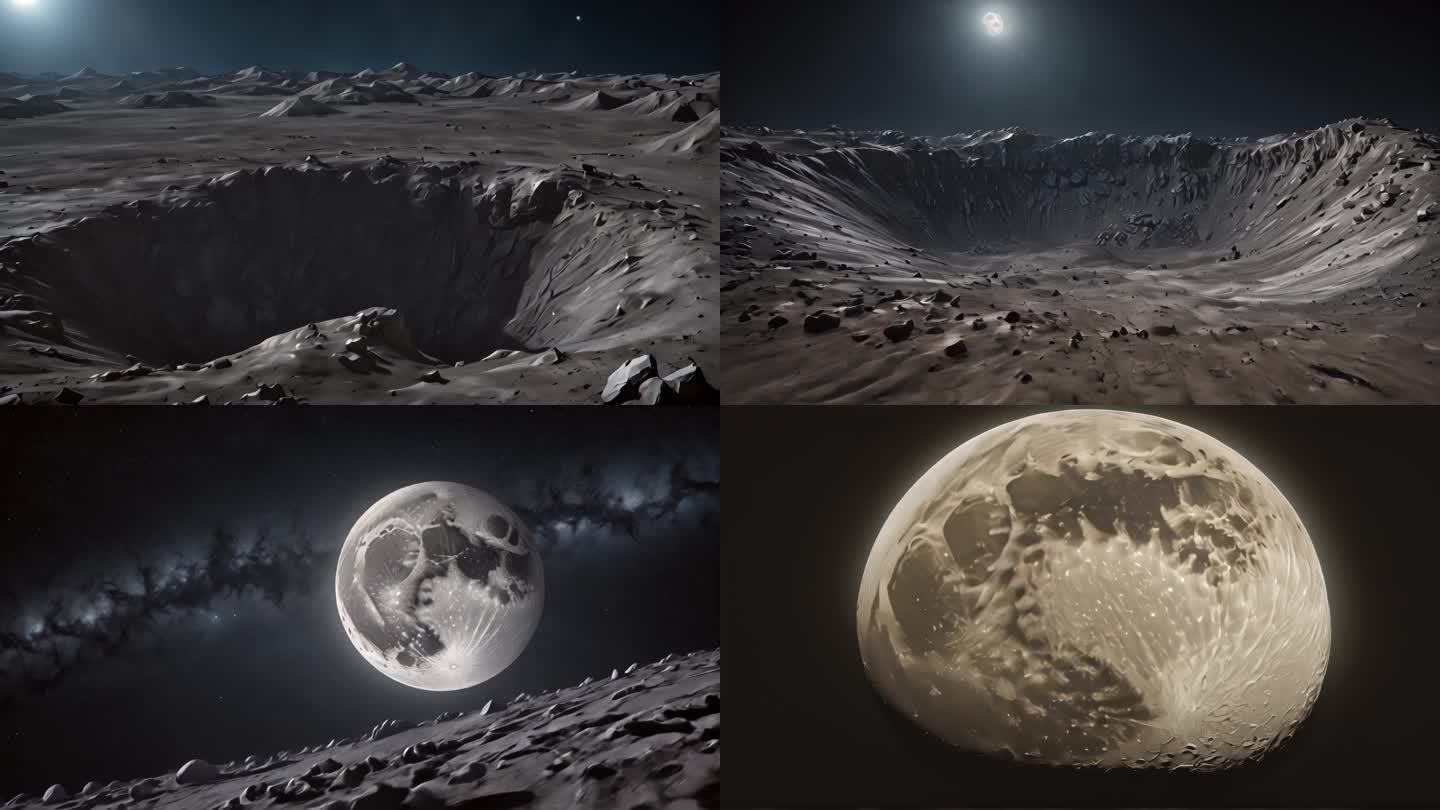 陨石坑月亮太空星际cg写实