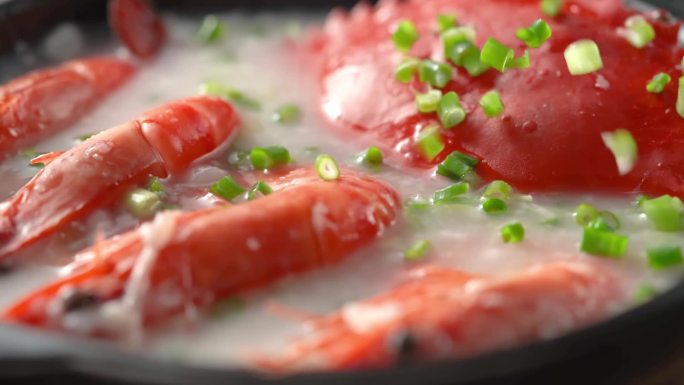 美食海鲜粥烹饪 虾蟹粥食欲感 砂锅粥