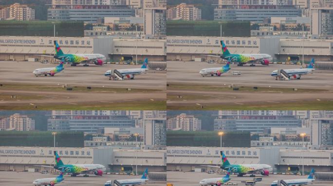 中州航空货机云途物流延时摄影