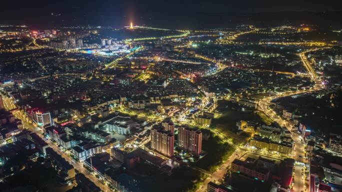 开远夜景 开远航拍  开远全城夜景