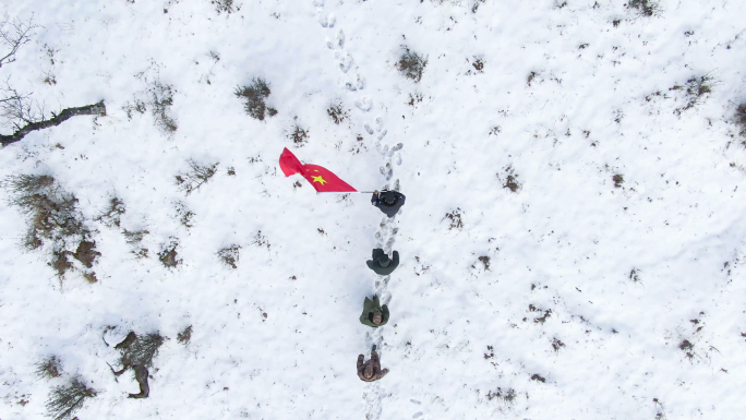 警察民兵联防员在边境雪地巡逻