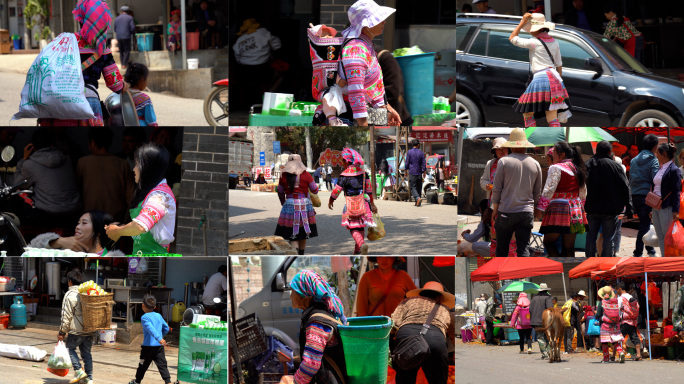 4K云南集市上的少数民族