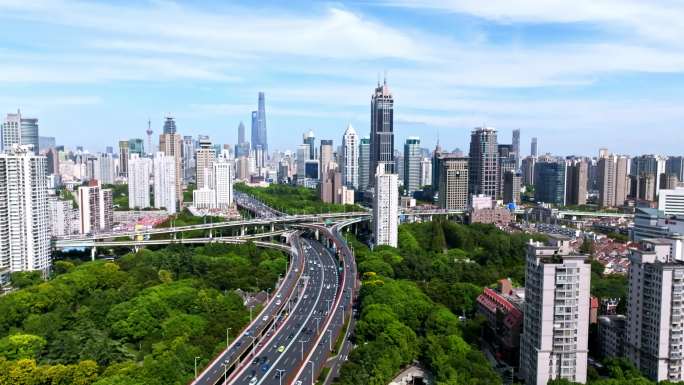 4K上海一线城市摩天高楼天际线