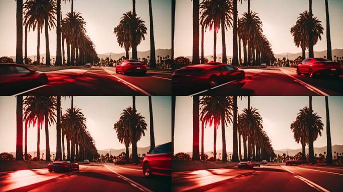 棕榈树夏季晴朗的天空洛杉矶