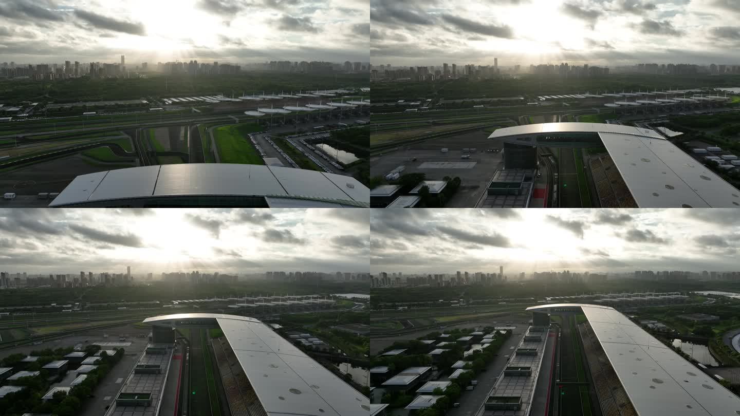 F1 赛车场 云雾缭绕 嘉定 光影 航拍