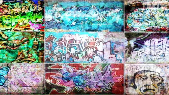 嘻哈涂鸦色彩节奏墙闪烁跳动动画