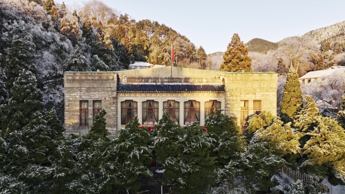 极致庐山雪景风光朝霞日出组镜延时航拍4k