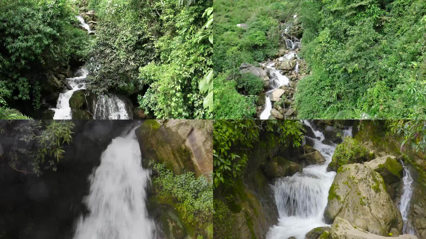 生态森林小溪瀑布青苔生态环境大自然氧吧