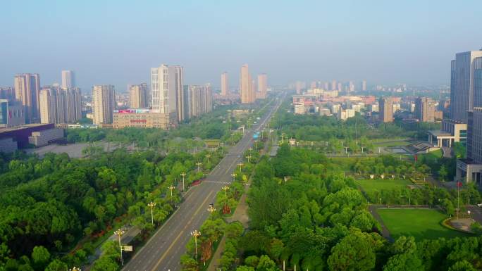 03东台市航拍空镜 人民广场 体育馆4K