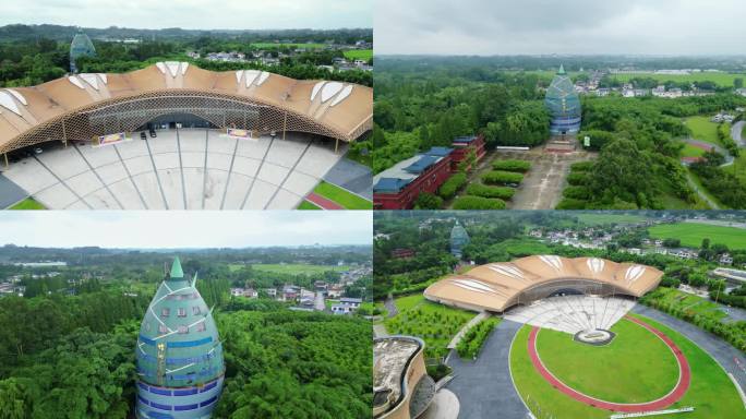 四川眉山青神中国竹艺城竹编博物馆航拍