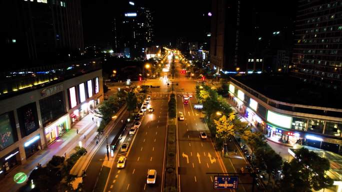 城市马路车辆车流夜景航拍44