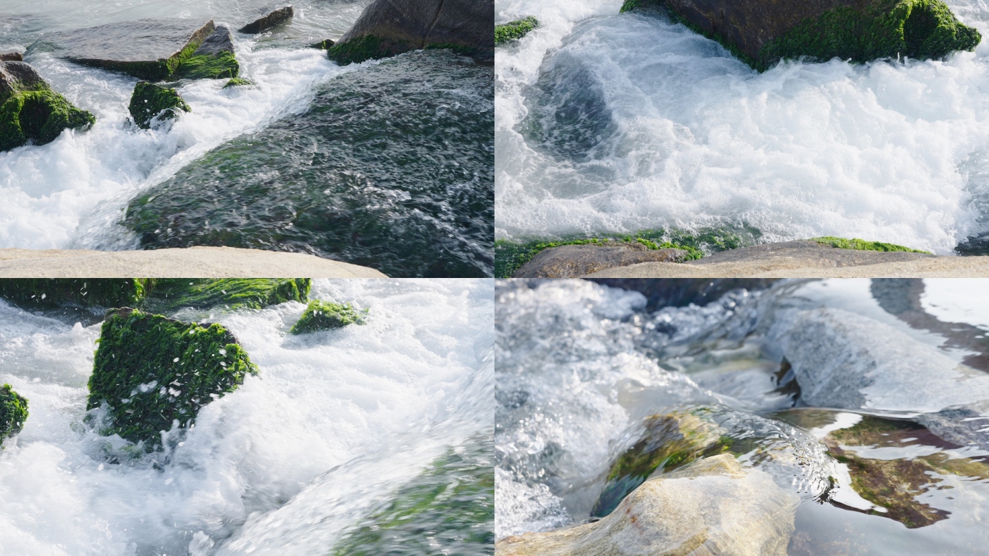 湍急的水流波涛滚滚清澈的河水